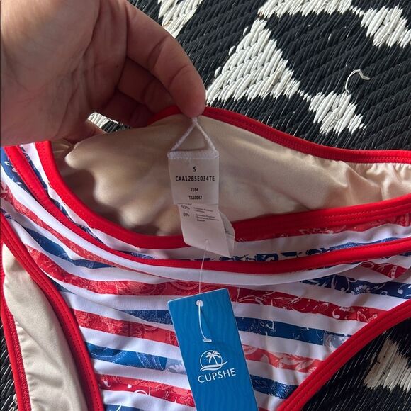 Cupshe Red and Blue Striped Bikini Bottom   D - Picture 2 of 5